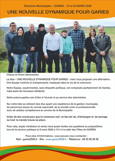 Affiche de présentation de la liste